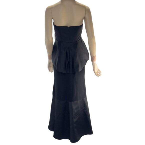 WHITE by VERA WANG Women’s Dress Black Strapless Peplum Full Length Size 4 - Picture 2 of 16